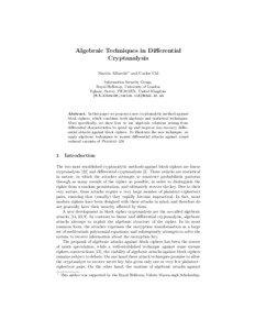 Algebraic Techniques in Differential Cryptanalysis Martin Albrecht and Carlos Cid