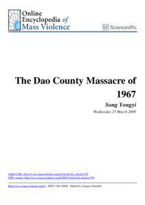 The Dao County Massacre of 1967 Song Yongyi