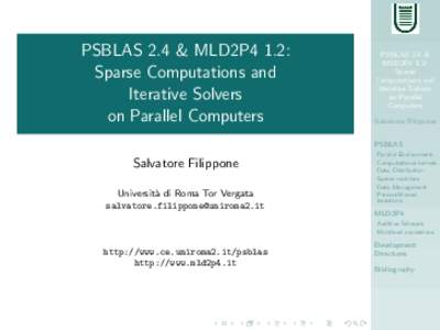 PSBLAS 2.4 & MLD2P4 1.2: Sparse Computations and Iterative Solvers on Parallel Computers  PSBLAS 2.4 &