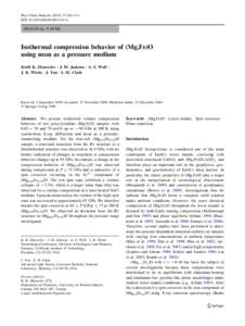 Phys Chem Minerals:465–474 DOIs00269ORIGINAL PAPER  Isothermal compression behavior of (Mg,Fe)O