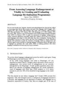Nordic Journal of African Studies 19(4): 201–[removed]From Assessing Language Endangerment or