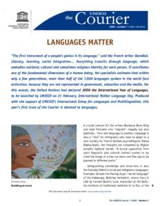 Languages matter; The UNESCO courier; Vol.:1; 2008