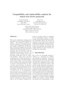 Compatibility and replaceability analysis for timed web service protocols Boualem Benatallah  CSE, UNSW Sydney NSW 2052, Autralia