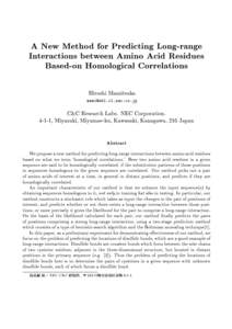 A New Method for Predicting Long-range Interactions between Amino Acid Residues Based-on Homological Correlations Hiroshi Mamitsuka