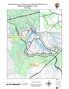 Fredericksburg and Spotsylvania National Military Park Wilderness Battlefield - East Trail Map St
