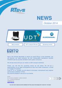 NEWS October 2014 New products  UDT Liverpool Review