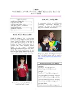IRIS The Newsletter of the Lambda Classical Caucus winter 2009 LCC/WCC Party 2009