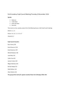 Perth Academy Pupil Council Meeting Thursday 20 November 2014 Agenda    
