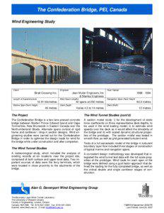 The Confederation Bridge, PEI, Canada Wind Engineering Study