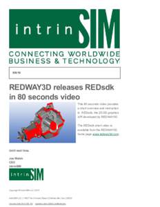REDWAY3D releases REDsdk in 80 seconds video This 80 seconds video provides a short overview and instruction