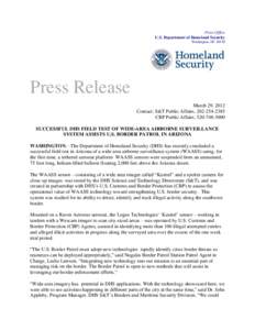 Press Office U.S. Department of Homeland Security Washington, DC[removed]Press Release March 29, 2012