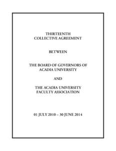 THIRTEENTH COLLECTIVE AGREEMENT BETWEEN  THE BOARD OF GOVERNORS OF