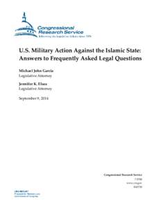 U.S. Military Action Against the Islamic State: Answers to Frequently Asked Legal Questions