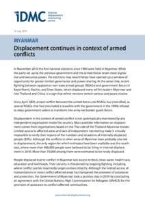 19 July[removed]MYANMAR Displacement continues in context of armed conflicts