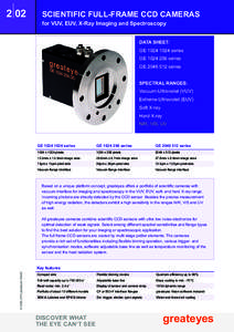 2 02  Scientific Full-Frame CCD Cameras for VUV, EUV, X-Ray Imaging and Spectroscopy  DATA SHEET: