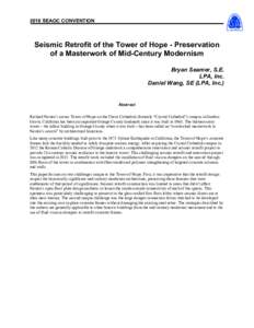 2016 SEAOC CONVENTION  Seismic Retrofit of the Tower of Hope - Preservation of a Masterwork of Mid-Century Modernism Bryan Seamer, S.E. LPA, Inc.