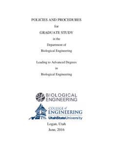 POLICIES AND PROCEDURES for GRADUATE STUDY in the Department of Biological Engineering