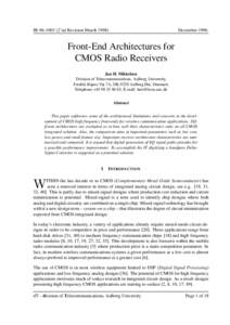 IR’nd Revision MarchDecember 1996 Front-End Architectures for CMOS Radio Receivers