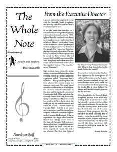 The Whole Note Newsletter of  December, 2004