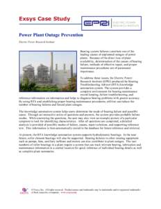 Exsys Case Study  ELECTRIC POWER RESEARCH INSTITUTE  Power Plant Outage Prevention