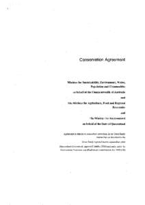 Conservation Agreement: Agreement in relation to aquaculture operations in the Great Sandy Marine Park