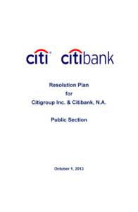 Resolution Plan for Citigroup Inc. & Citibank, N.A.