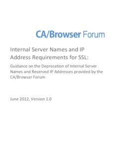 CA Browser Forum Guidance on Deprecation of Internal Server Names