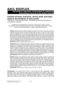 AACL BIOFLUX Aquaculture, Aquarium, Conservation & Legislation International Journal of the Bioflux Society Content of basic nutrients, amino acids and fatty acids in the benthos of carp ponds