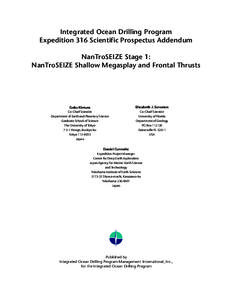 Expedition 316 Scientific Prospectus Addendum