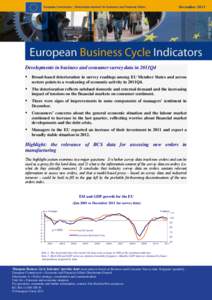 December[removed]Developments in business and consumer survey data in 2011Q4   Broad-based deterioration in survey readings among EU Member States and across