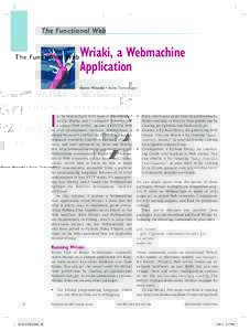 The Functional Web  Wriaki, a Webmachine Application Steve Vinoski • Basho Technologies