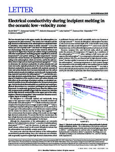LETTER  doi:nature13245 Electrical conductivity during incipient melting in the oceanic low-velocity zone
