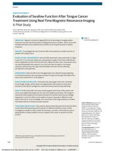 Research  Original Investigation Evaluation of Swallow Function After Tongue Cancer Treatment Using Real-Time Magnetic Resonance Imaging