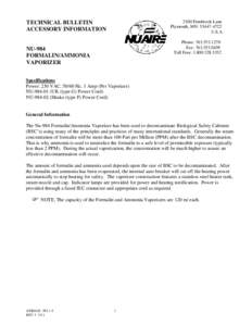 2100 Fernbrook Lane Plymouth, MN[removed]U.S.A. TECHNICAL BULLETIN ACCESSORY INFORMATION