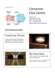 Last updated[removed]Carnarvon Civic Centre PO Box 459 Carnarvon WA 6701