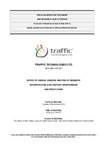 Traffic Technologies_ AGM 2015 Notice of Meeting (Clean - 29 September 2   .doc