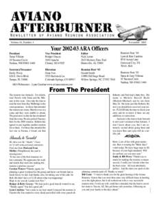 Aviano Afterburner, Vol. 16, Number 4  Aviano Reunion Association Volume 16, Number 4