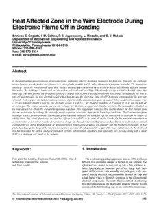Heat Affected Zone in the Wire Electrode During Electronic Flame Off in Bonding  Heat Affected Zone in the Wire Electrode During