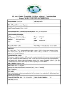 MS Word Export To Multiple PDF Files Software - Please purchase license.PROJECT STATUS REPORT FORM Project Number: STFTask Force: Steel