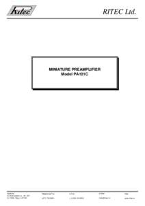 RITEC Ltd.  MINIATURE PREAMPLIFIER Model PA101C  Address: