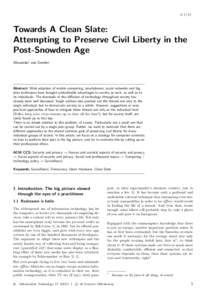 itTowards A Clean Slate: Attempting to Preserve Civil Liberty in the Post-Snowden Age Alexander von Gernler