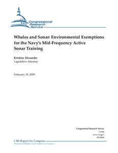 Whales and Sonar: Environmental Exemptions for the Navy's Mid-Frequency Active Sonar Training