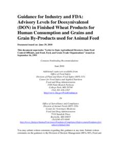 Guidance for Industry and FDA: Letter to State Agricultural Directors, State Feed Control Officials, and Food, Feed, and  Grain Trade Organizations