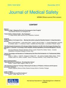 ISSN[removed]December 2012 Journal of Medical Safety IARMM Official Journal (Print version)