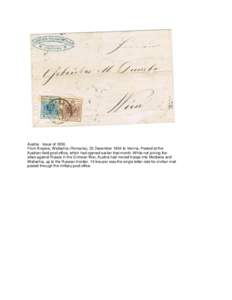 Austria - Issue of[removed]From Krajova, Wallachia (Romania), 23 December 1854 to Vienna. Posted at the Austrian field post office, which had opened earlier that month. While not joining the allies against Russia in the Cr