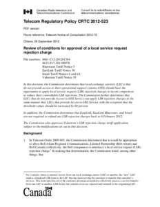 Telecom Regulatory PolicyCRTC[removed]