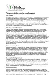 BC Policy on collecting, breeding and photography 2010