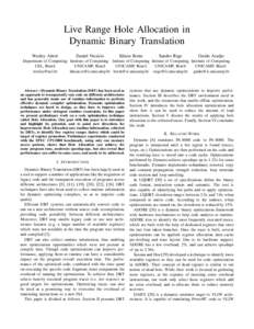 Live Range Hole Allocation in Dynamic Binary Translation Wesley Attrot Daniel Nic´acio
