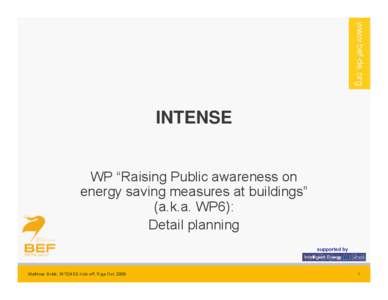 INTENSE WP “Raising Public awareness on energy saving measures at buildings” (a.k.a. WP6): Detail planning supported by