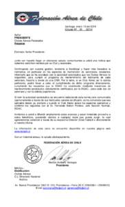 Santiago, enero 13 del 2014 Circular Nº Señor PRESIDENTE Clubes Aéreos Federados Presente